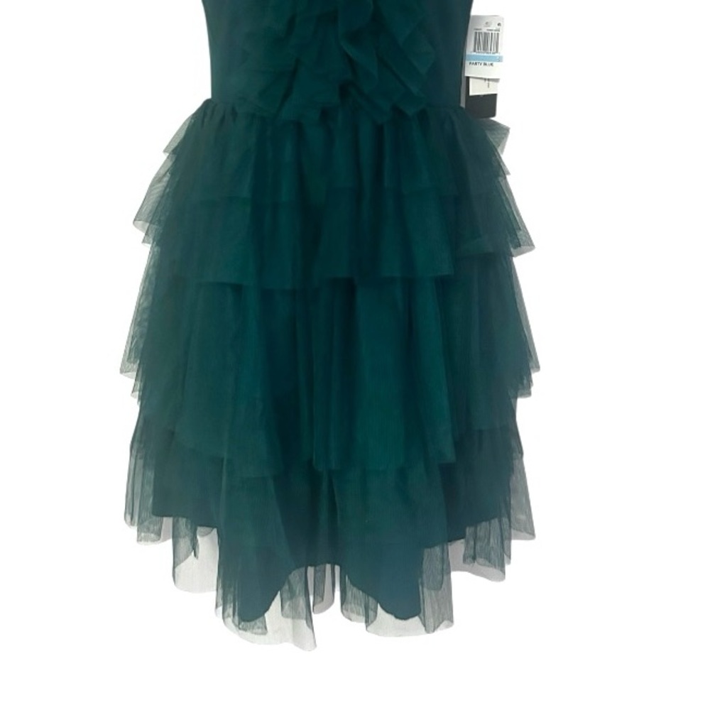 CITY STUDIO Juniors Tulle Mesh Ruffle Fairy Dark Green Cocktail Party Xmas Dress - Picture 10 of 16